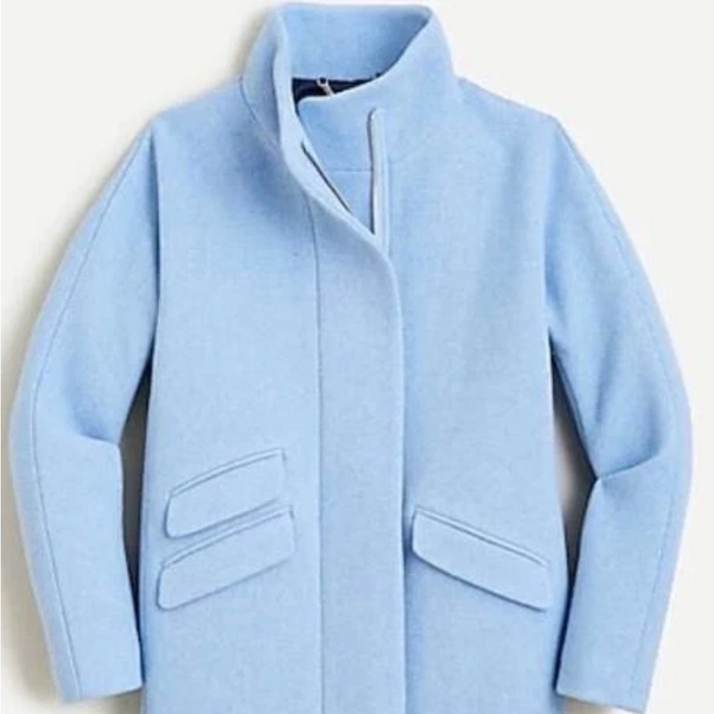 J. Crew Cocoon Stadium Wool Coat Heather Blue NWT